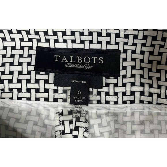 NEW Womens Talbots Stretch Basket Weave Black White Capri Crop Pants Size 6 - Picture 7 of 8
